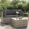 Image de vidaXL Salon de jardin 3 pcs avec coussins Gris Résine tressée ensemble de salon dextérieur ensemble de mobilier 318675
