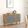 Image de Buffet Otta Marron Et Gris 114x43x73,5 Cm Bois Massif Pin Vidaxl