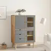 Image de Buffet Haut Otta Marron Et Gris 85x43x125 Cm Bois Massif De Pin Vidaxl