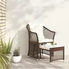 Image de vidaXL Salon de jardin 2 pcs avec coussins Marron Résine tressée 319686