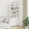 Image de Buffet Haut Blanc 80x35x154 Cm Bois Massif De Pin Vidaxl