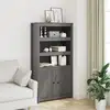 Image de Buffet Haut Gris 80x35x154 Cm Bois Massif De Pin Vidaxl