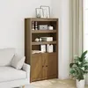 Image de Buffet Haut Marron Miel 80x35x154 Cm Bois Massif De Pin Vidaxl