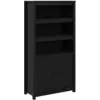 Image de Buffet Haut Noir 80x35x154 Cm Bois Massif De Pin Vidaxl