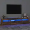 Image de Meuble Tv Avec Lumières Led Chêne Fumé 210x35x40 Cm Vidaxl