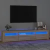 Image de Meuble Tv Avec Lumières Led Chêne Sonoma 195x35x40 Cm Vidaxl