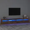 Image de Meuble Tv Avec Lumières Led Chêne Fumé 270x35x40 Cm Vidaxl