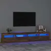Image de Meuble Tv Avec Lumières Led Chêne Fumé 240x35x40 Cm Vidaxl