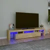 Image de Meuble Tv Avec Lumières Led Chêne Sonoma 200x36,5x40 Cm Vidaxl