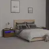 Image de Tables De Chevet 2 Pcs Et Lumières Led Chêne Fumé 60x35x40 Cm Vidaxl