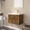 Image de Meuble Lavabo Avec Bassin Intégré Chêne Fumé Bois D'ingénierie Vidaxl