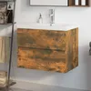 Image de Meuble Lavabo Avec Bassin Intégré Chêne Fumé Bois D'ingénierie Vidaxl