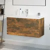 Image de Meuble Lavabo Avec Bassin Intégré Chêne Fumé Bois D'ingénierie Vidaxl