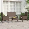 Image de vidaXL Salon de jardin 4 pcs avec coussins Marron Résine tressée ensemble de salon dextérieur ensemble de mobilier 319495