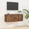 Image de Meuble Tv Mural Chêne Fumé 100x34,5x40 Cm Vidaxl