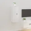 Image de 816682 vidaXL Meuble TV mural Blanc brillant 40x345x100 cm