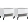 Image de Tables D'appoint 2pcs Blanc Brillant 50x46x50cm Bois Ingénierie Vidaxl