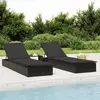 Image de Transat 1 Pc Avec Table Noir Résine Tressée Vidaxl