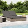 Image de vidaXL Chaise longue à 2 places avec coussins gris résine tressée 319646