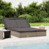 Image de Transat 2 Places Avec Toit Pliable Gris 213x118x97 Cm Vidaxl