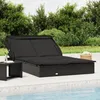 Image de vidaXL Transat 2 places avec toit pliable noir 213x118x97 cm 319652
