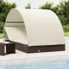 Image de vidaXL Transat 2 places avec toit rond marron 211x112x140 cm chaise longue chaise longue dextérieur lit de salon lit de 319653