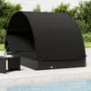 Image de Transat 2 Places Avec Toit Rond Noir 211x112x140 Cm Vidaxl