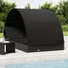Image de vidaXL Transat 2 places avec toit rond noir 211x112x140 cm chaise longue chaise longue dextérieur lit de salon lit de 319656