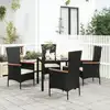 Image de Chaises De Jardin Lot De 4 Avec Coussins Résine Tressée Noir Vidaxl
