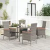 Image de vidaXL Chaises de jardin avec coussins 4 pcs Résine tressée Gris 319528