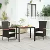 Image de Table De Jardin Plateau En Bois Noir Résine Tressée Bois Massif Vidaxl