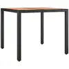 Image de Vidaxl table de jardin plateau en bois noir résine tressée bois massif