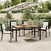 Image de Table De Jardin Plateau En Bois Noir Résine Tressée Bois Massif Vidaxl