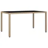 Image de Table De Jardin Plateau En Verre Résine Tressée Verre Trempé Vidaxl