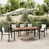 Image de Table De Jardin Plateau En Bois Noir Résine Tressée Bois Massif Vidaxl