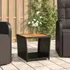 Image de Table À Thé Et Dessus En Bois Noir Résine Tressée Acacia Massif Vidaxl
