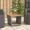 Image de Table À Thé Et Dessus En Bois Gris Résine Tressée Acacia Massif Vidaxl