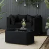 Image de vidaXL Salon de jardin 4 pcs avec coussins Noir Résine tressée ensemble de salon dextérieur ensemble de mobilier 319792