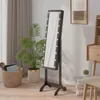 Image de Miroir Sur Pied Blanc Avec Led Noir 34x37x146 Cm Vidaxl