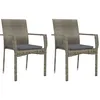 Image de Chaises De Jardin Avec Coussins Lot De 2 Résine Tressée Gris Vidaxl