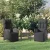 Image de Chaises Inclinables D'extérieur Et Coussins Lot De 2 Poly Rotin Vidaxl