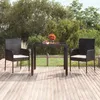 Image de Table De Jardin Dessus En Verre Noir 90x90x75 Cm Résine Tressée Vidaxl