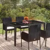 Image de Table De Jardin Dessus En Verre Noir 150x90x75cm Résine Tressée Vidaxl