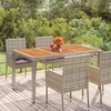 Image de Table De Jardin Dessus En Bois Gris 150x90x75 Cm Résine Tressée Vidaxl