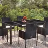 Image de vidaXL Table de jardin dessus en verre Noir 190x90x75cm Résine tressée mobilier de jardin mobilier dextérieur table 319903