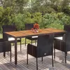 Image de Table De Jardin Dessus En Bois Noir 190x90x75 Cm Résine Tressée Vidaxl