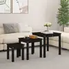 Image de Tables Gigognes 3 Pcs Noir Bois De Pin Massif Vidaxl