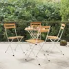 Image de Chaises De Bistrot Pliantes Lot De 4 Bois D'acacia Solide Acier Vidaxl
