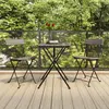 Image de Chaises De Bistrot Pliantes Lot De 2 Gris Résine Tressée Acier Vidaxl