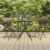 Image de vidaXL Ensemble de bistro pliable 3 pcs Gris Résine tressée ensemble de bistrot table et chaises de jardin ensemble 319991